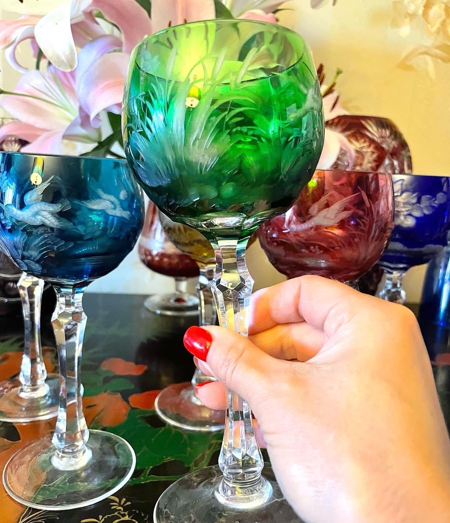 Вінтажні кришталеві келихи для вина/шампанського від MOSER Чехославаччина - Зображення 8