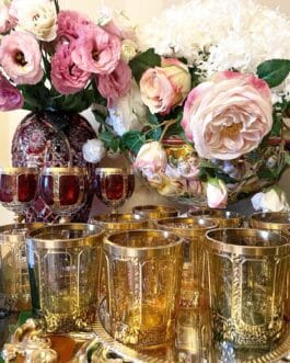 Антикварные стаканы Franz Haide, техника «кабашон», золото 24К, Богемия XIX–XX вв.