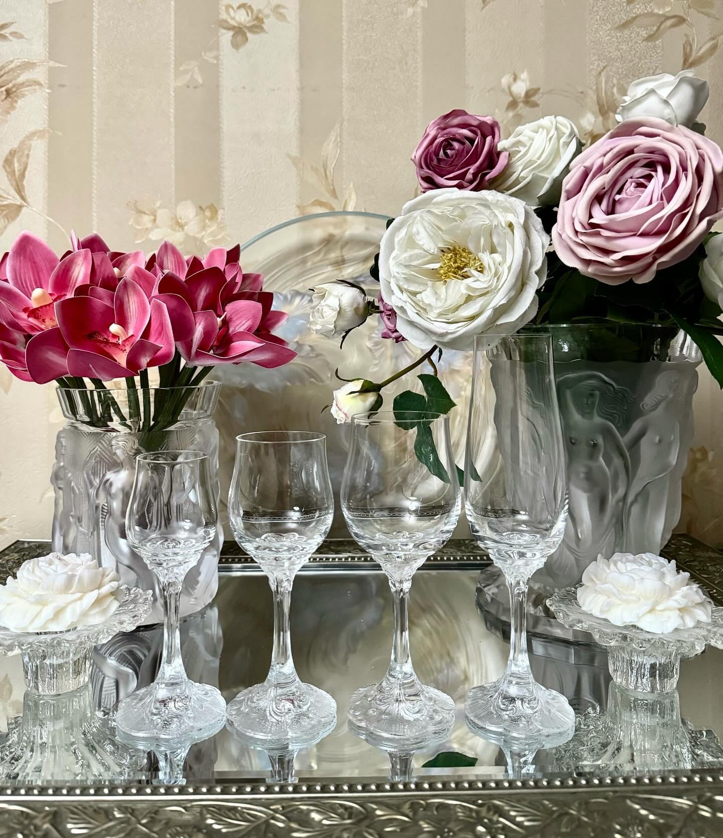 Кришталеві келихи від Rosenthal Germany серія Monbijou з ажурною ніжкою