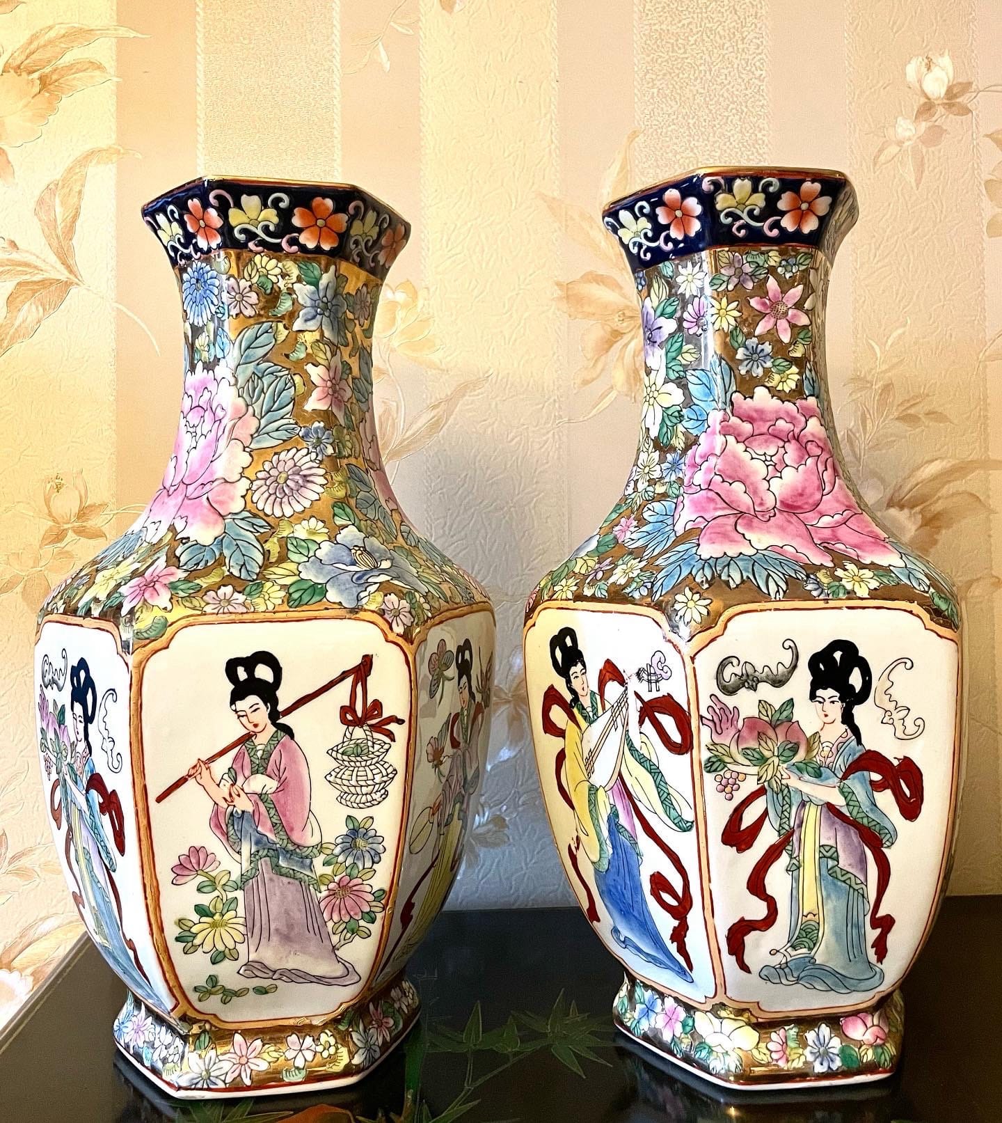 Інтерʼєрні вази у стилі Шинуазрі з ручним росписом