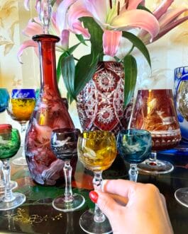 Винтажный набор Moser графин рюмки из художественного хрусталя, 1940–60 гг., ручная работа