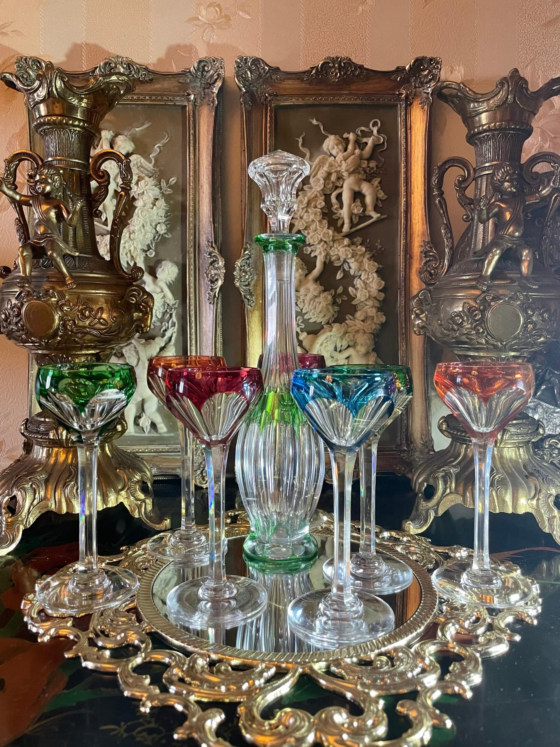 Антикварний кришталевий набір для горілки від  Saint Louis France серія Bristol , кінець 19 віку