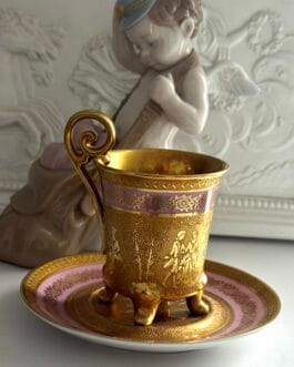 чашка для кофе с блюдцем Karlsbad золотая инкрустация