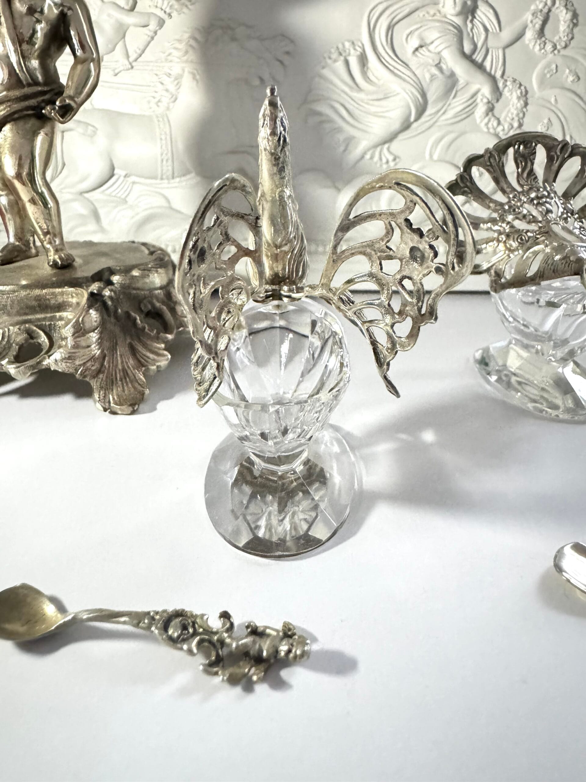 солонка з ложечкою срібло кришталь