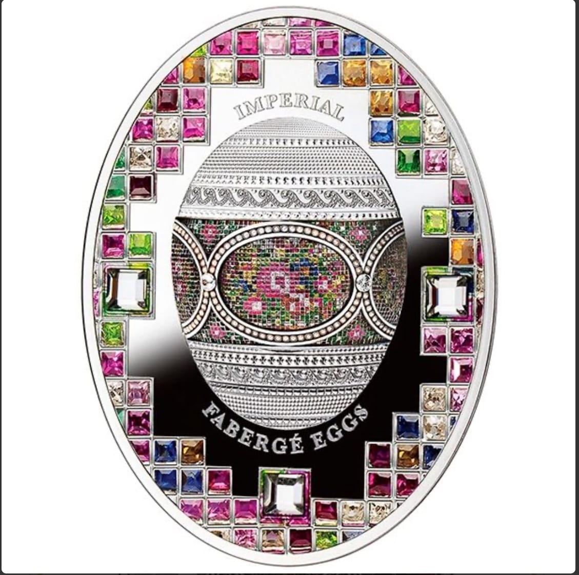 Серебряная монета Faberge Мозаичное яйцо 2021, 2 Oz, Proof, Ниуэ