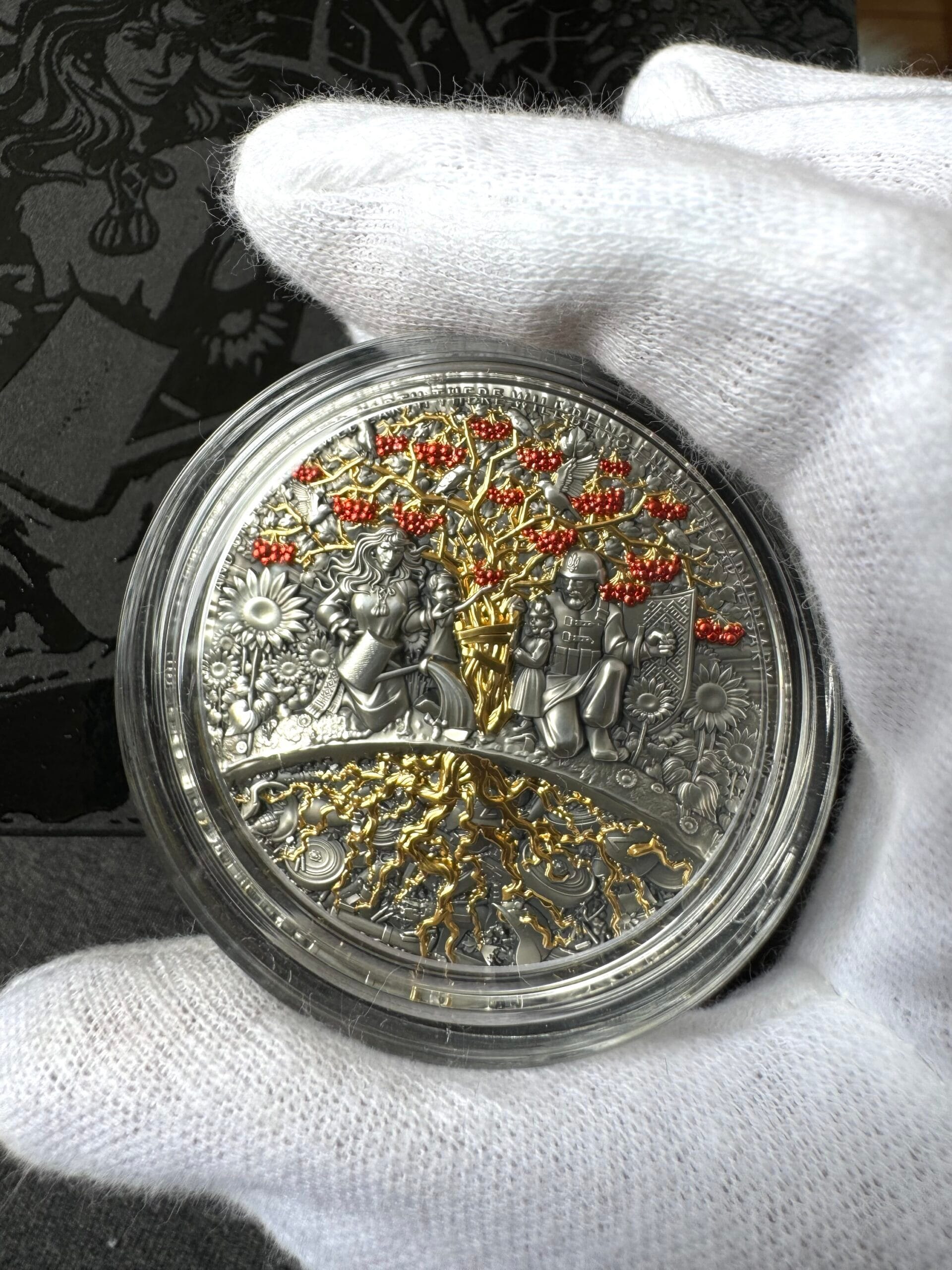 Колекційна срібна монета «Червона Калина» 2 унції T&S coin Cameroon, Vilnius, Lithuania( Латвія) 2024 , тираж 500 штук - Зображення 4