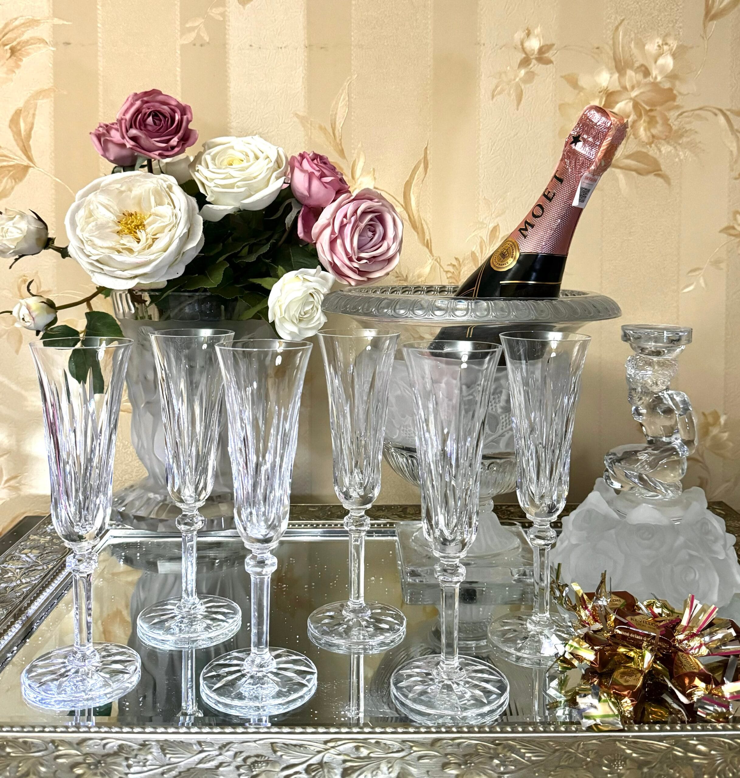 Бокалы для шампанского Saint Louis France, хрусталь ручной работы, маркировка