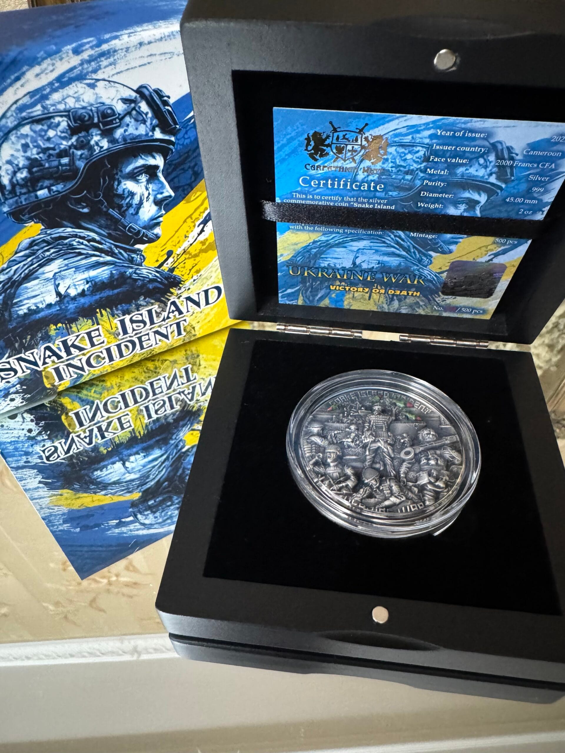 Колекційна срібна монета з УФ ефектом «Острів Зміїний» 2023 р. , Carpathiam mint , Cameroon , тираж 500 шт - Зображення 15