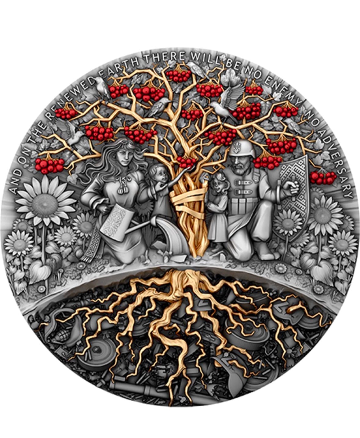 купить серебряную монету 2 oz Красная калина