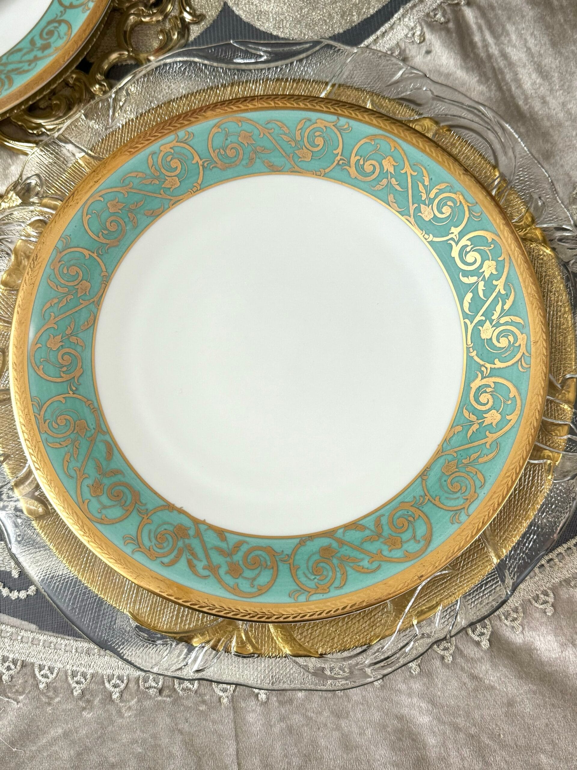 Антикварні бірюзові тарілки Limoges, Франція (1900–1915 рр.) , розмір 25 см - Зображення 3
