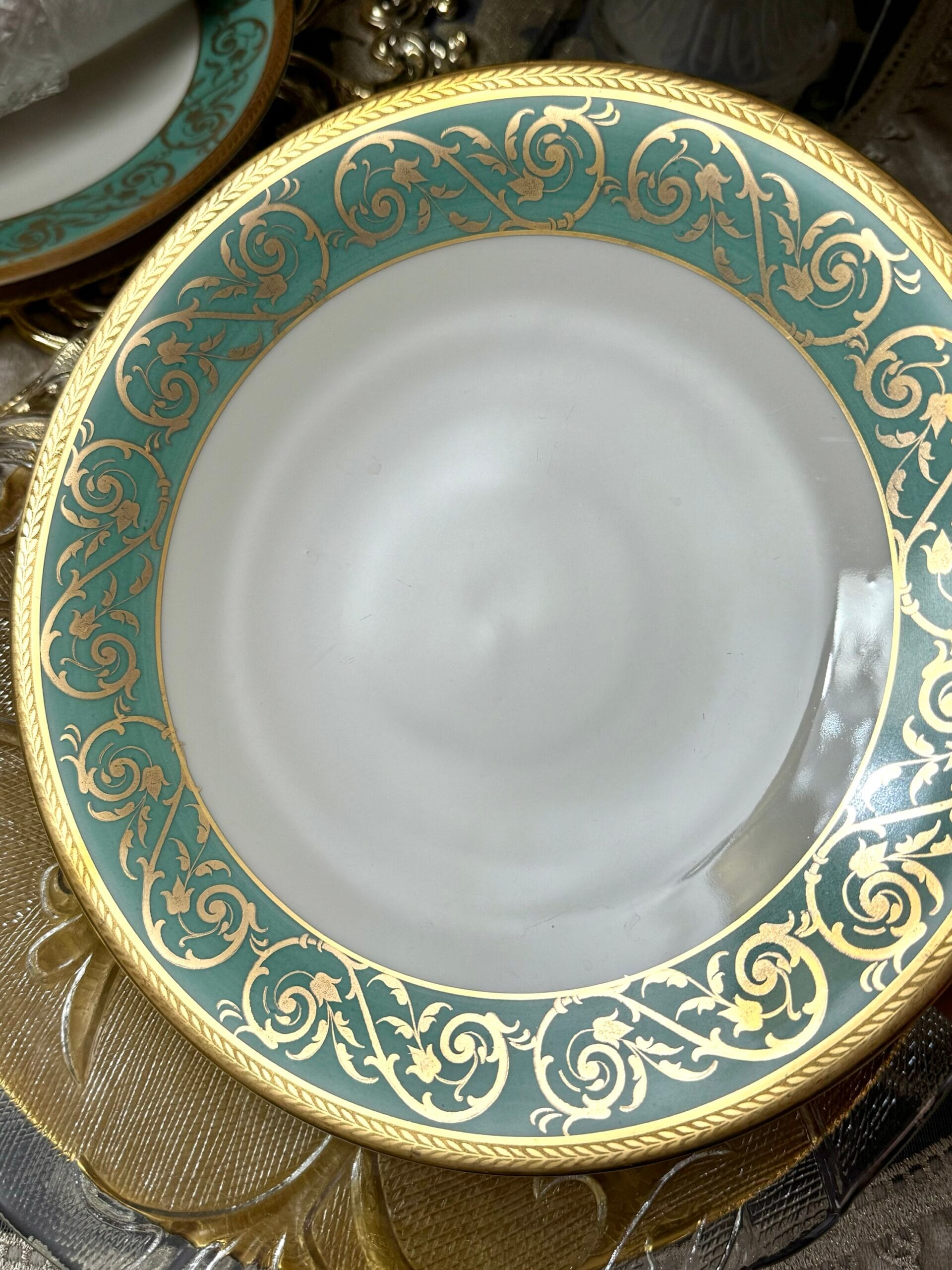 Антикварні бірюзові тарілки Limoges, Франція (1900–1915 рр.) , розмір 25 см - Зображення 4