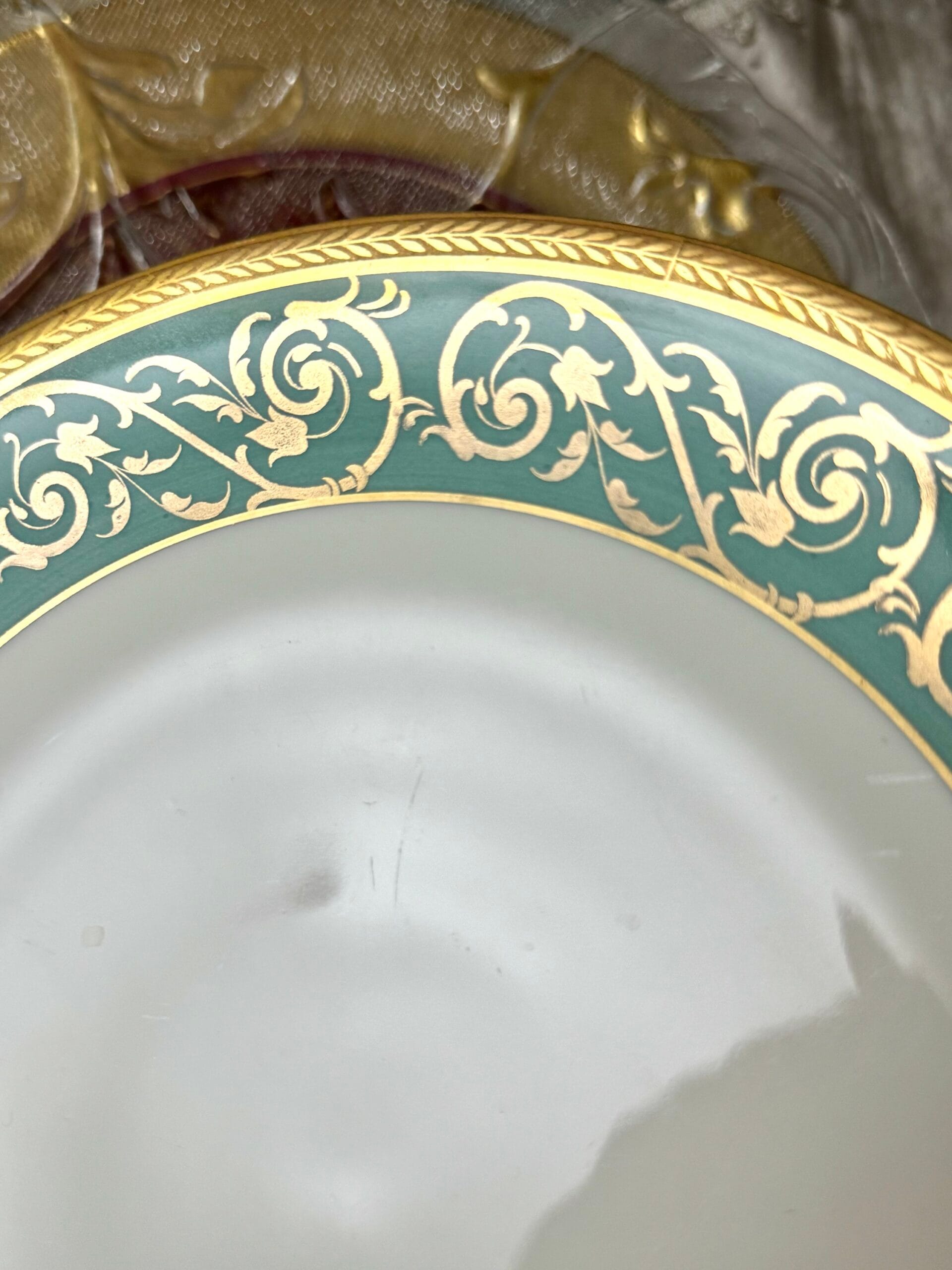 Антикварні бірюзові тарілки Limoges, Франція (1900–1915 рр.) , розмір 25 см - Зображення 6