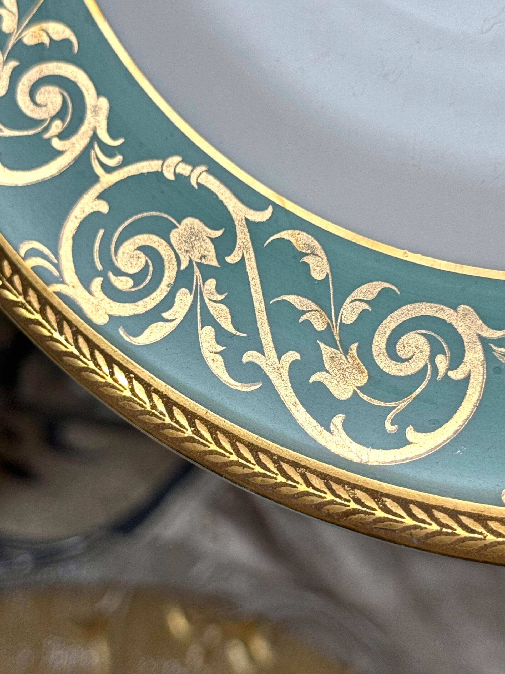 Антикварні бірюзові тарілки Limoges, Франція (1900–1915 рр.) , розмір 25 см - Зображення 9