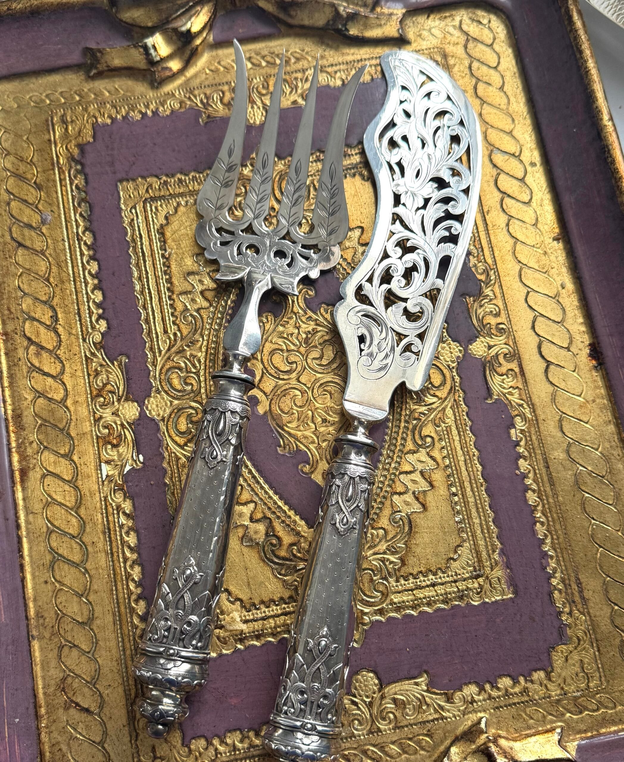 Антикварні срібні прибори для риби - Зображення 7