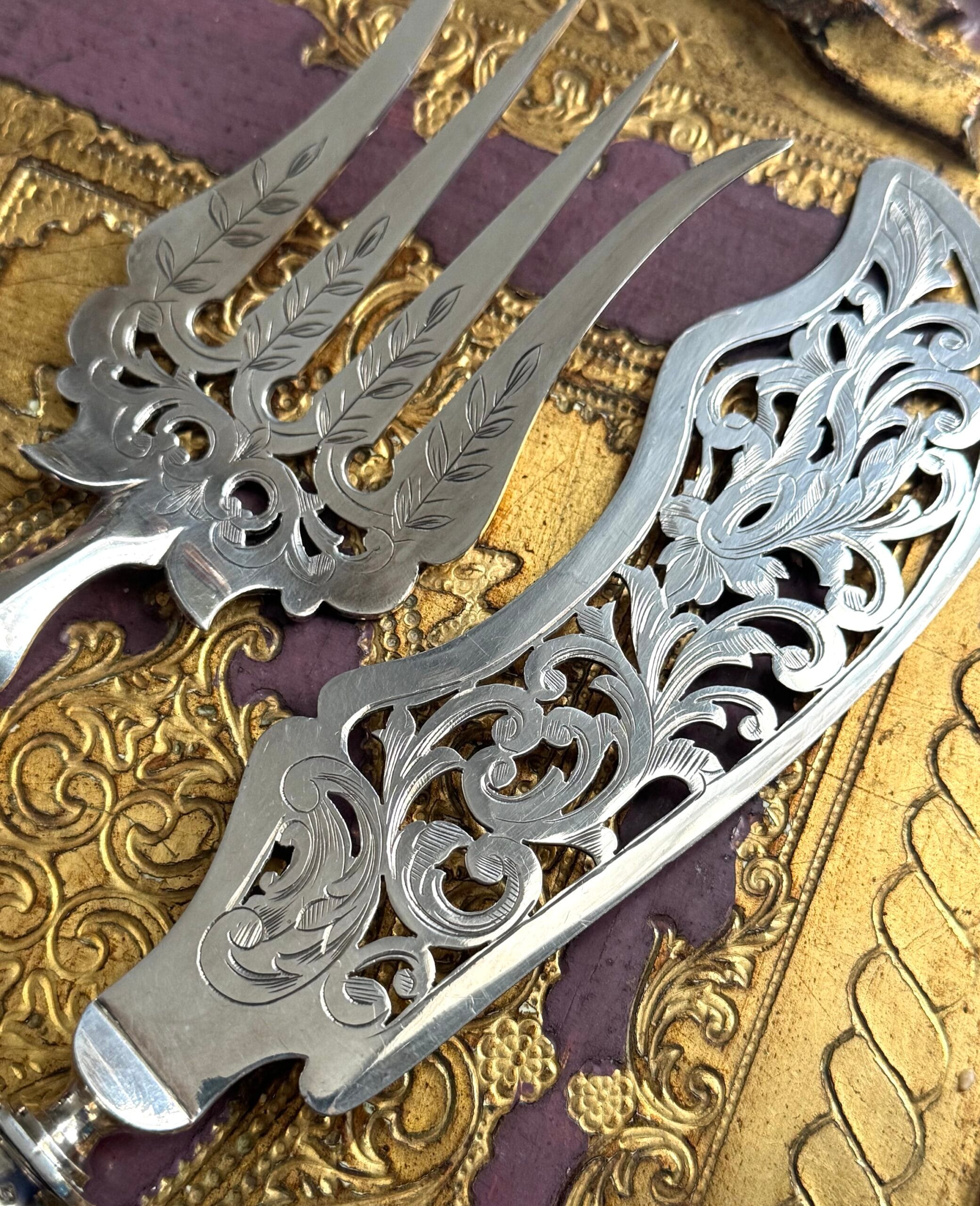 Антикварні срібні прибори для риби - Зображення 5