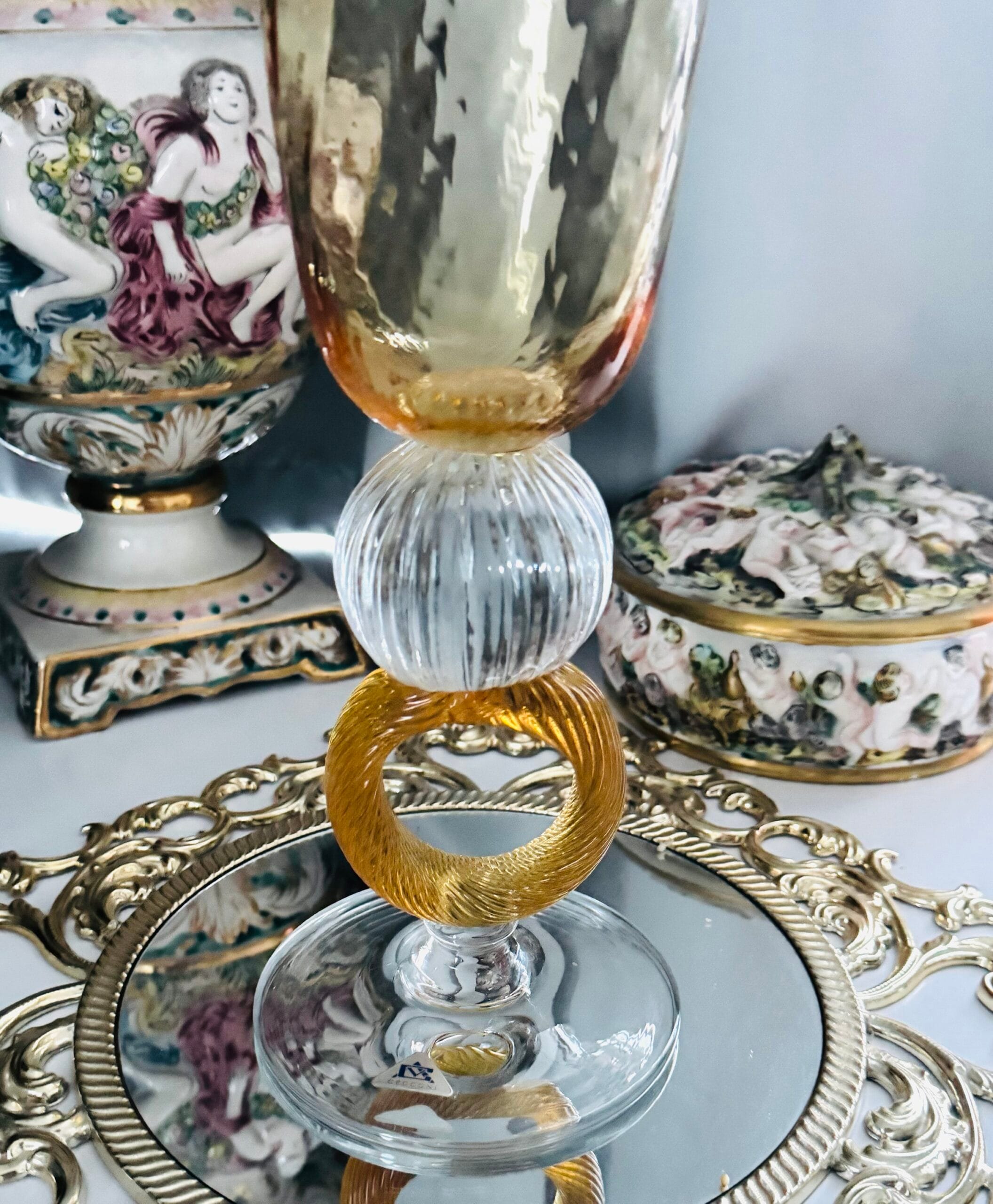 Інтерʼєрна дизайнерська ваза Cecconi з Венеціанського скла ручної роботи , висота 42 см - Зображення 5