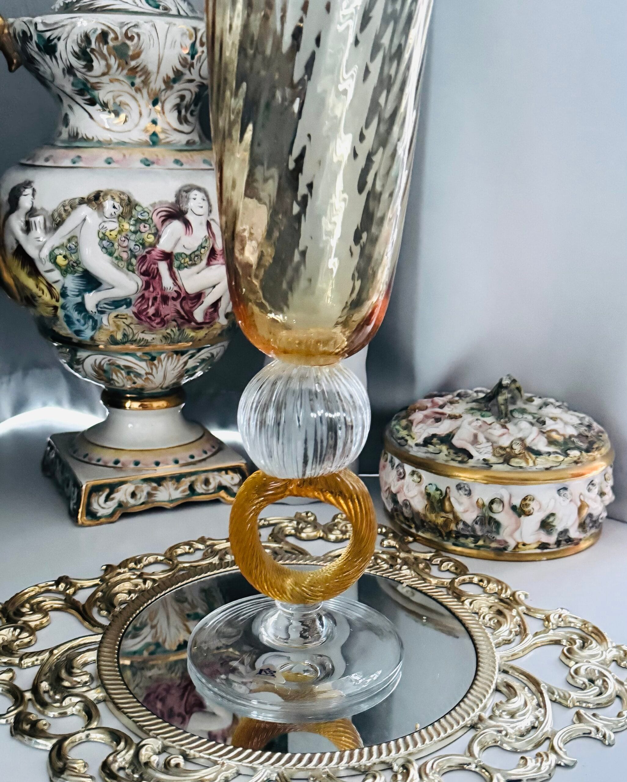 Інтерʼєрна дизайнерська ваза Cecconi з Венеціанського скла ручної роботи , висота 42 см - Зображення 6