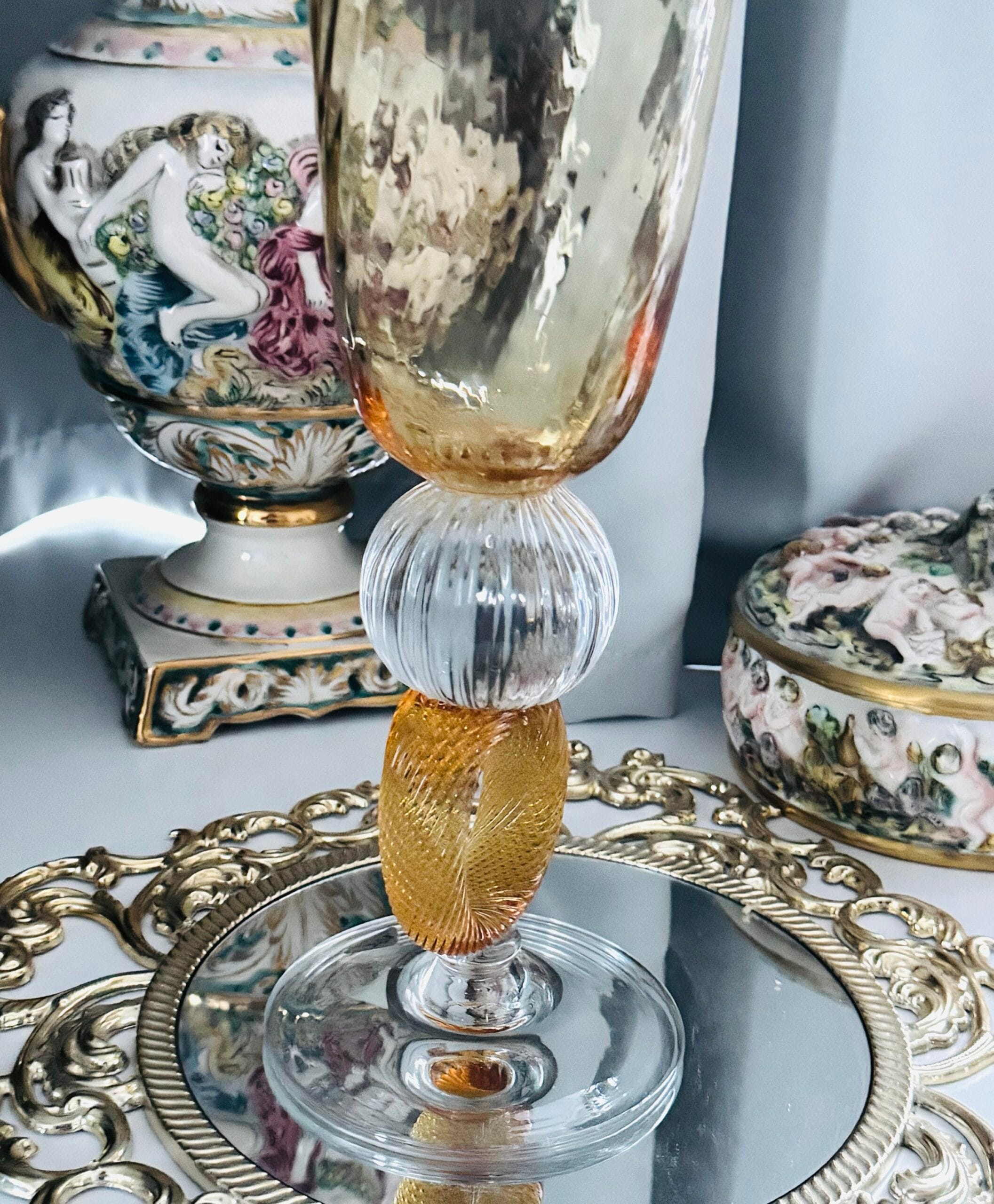 Інтерʼєрна дизайнерська ваза Cecconi з Венеціанського скла ручної роботи , висота 42 см - Зображення 4