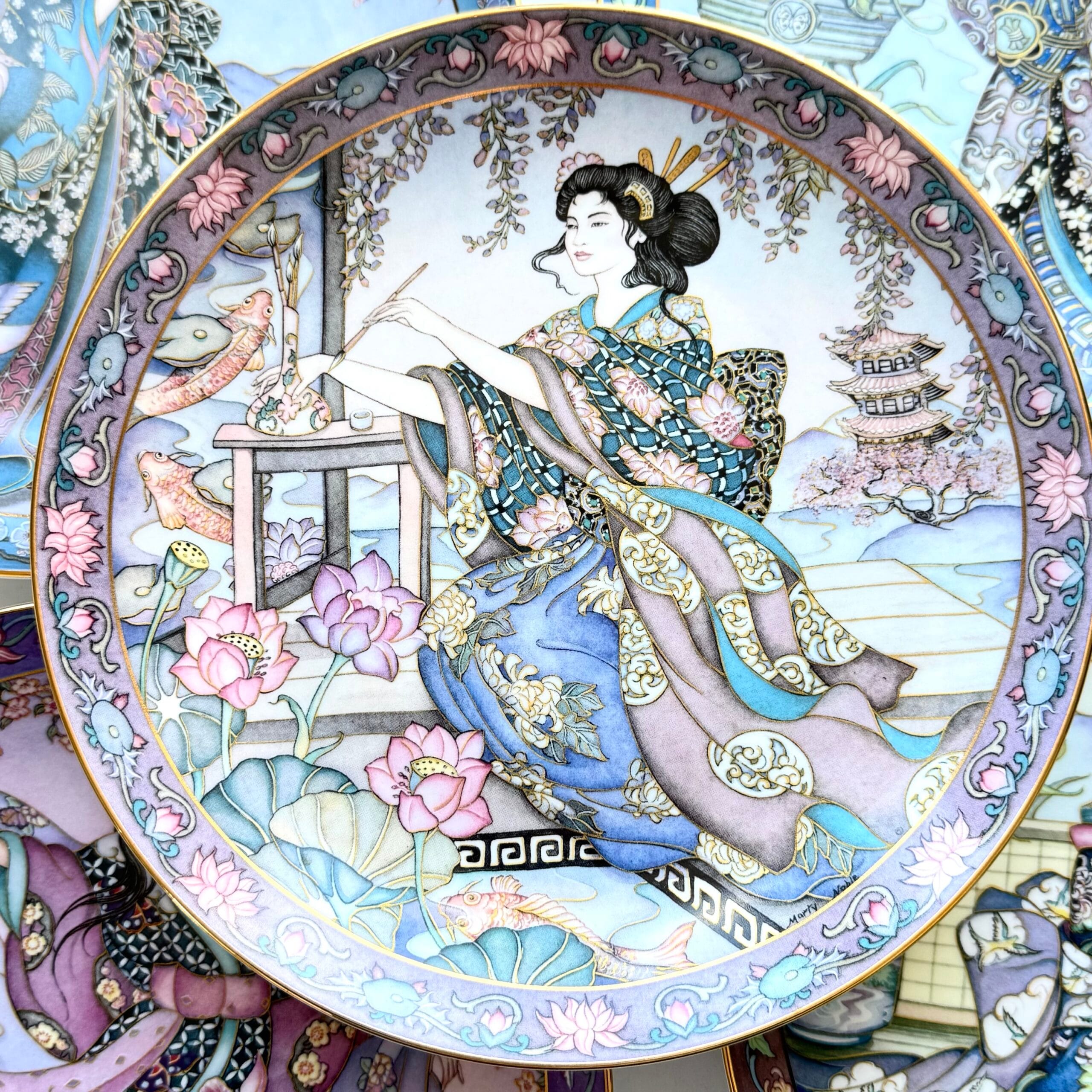 Колекційна серія декоративних тарілок в японському стилі від Royal Doulton - Princess of the Iris, створених для Franklin Mint - Зображення 9