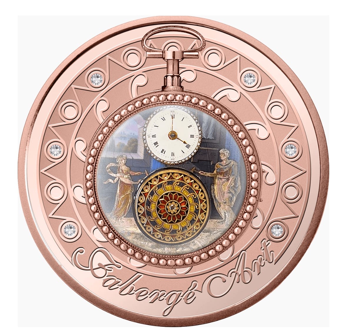 Колекційна срібна монета годинник Фаберже - з серії «Мистецтво Фаберже»