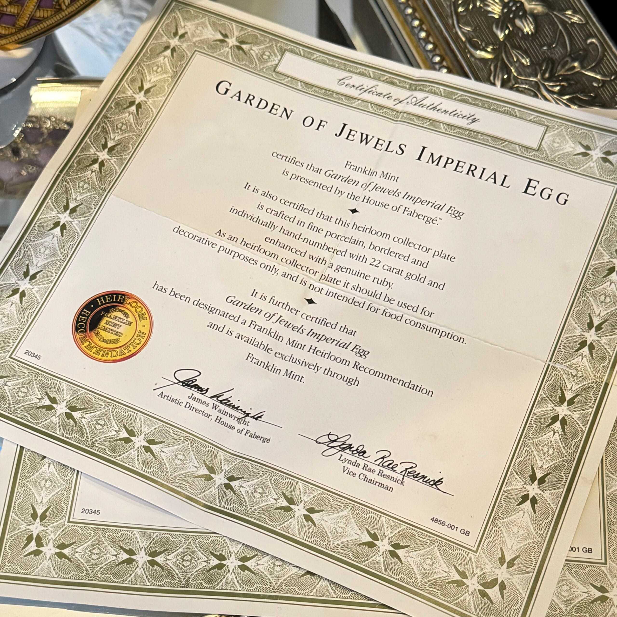 Колекційні декоративні тарілки від Franklin Mint House of Faberge - Garden of Jewels Imperial Egg - Зображення 6